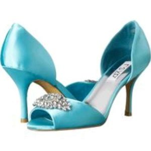 Rhinestone peep toe heel Zia light blue